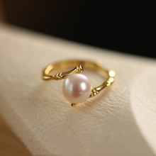 珍珠戒指女小众设计开口食指戒2024新款轻奢高级感时尚个性指环潮
