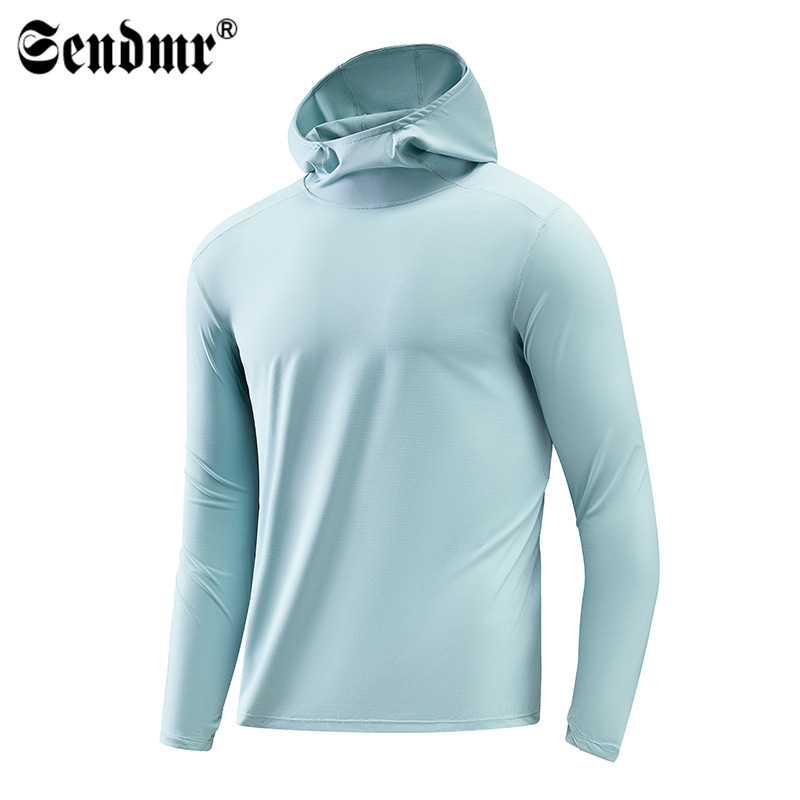 Outdoor Quick-Drying Sun Protection Sports Running Clothing Sweatshirt Men's Long-Sleeved Hooded Casual T-Shirt Cycling Fitness Clothing Training Clothing