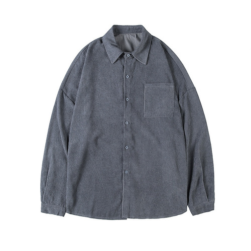 Corduroy shirt for men, Korean style fashionable handsome long-sleeved shirt, Hong Kong style, Japanese autumn top, ins all-match coat