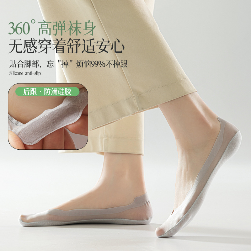 Ankle Socks women's non-slip non-slip heel summer thin pure cotton bottom Ice Silk invisible shallow mouth single-layer shoes high heels sole socks