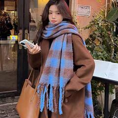 围巾女2025新款围巾虞书欣冬季同款高级情侣新款格子百搭学生保暖