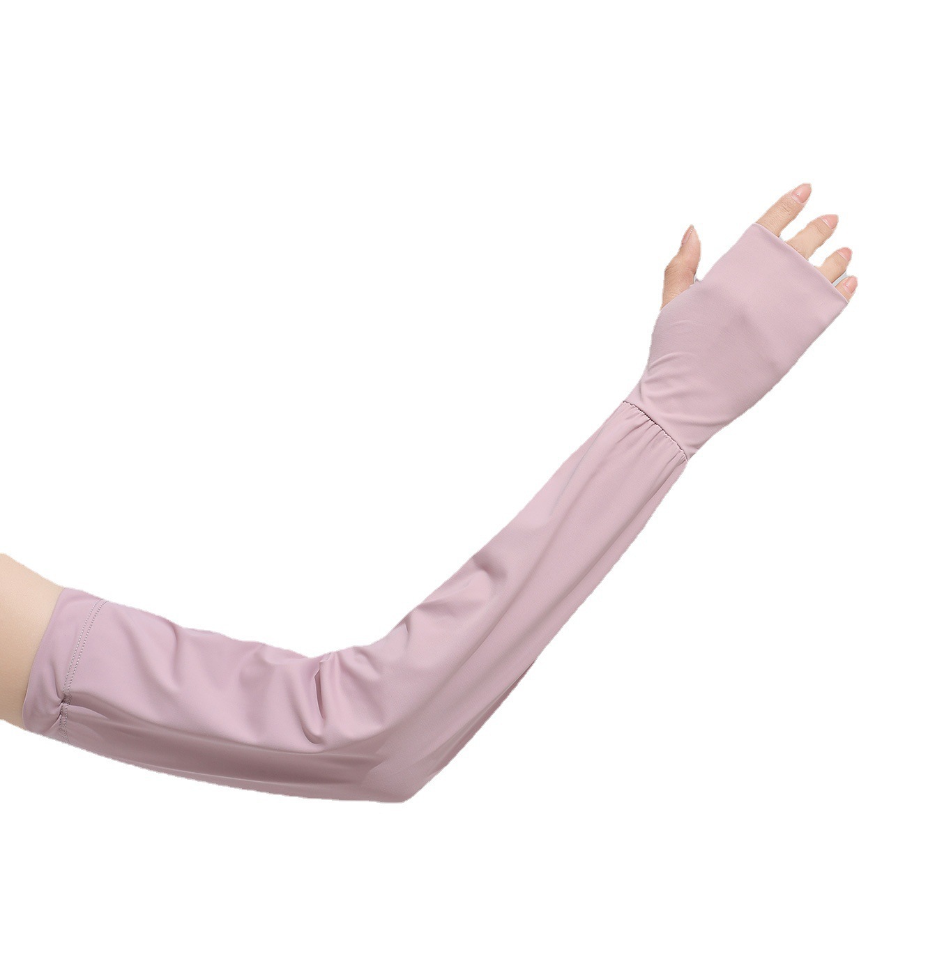 Protector solar Mangas de hielo Guantes de verano con fugas de dedo Protector de brazo de seda de hielo más largo para deportes de ciclismo al aire libre Protector solar Mangas de hielo