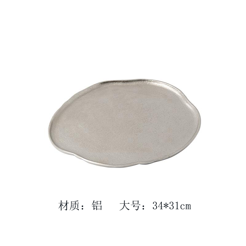 India importa simple estilo europeo de aluminio martillo plateado bandeja rectangular decoración de mesa de té de sala de estar bandeja de almacenamiento decoración image 7