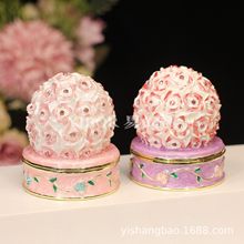 金属珐琅首饰盒小红书热销玫瑰花绣花球创意摆件简约现代精美礼品