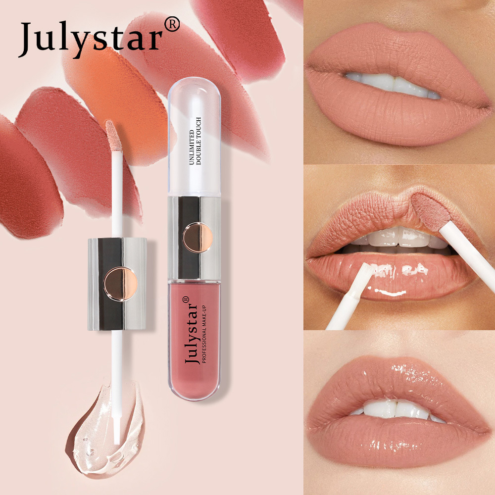 Julystar Beauty's double-head mirror lip gloss is easy to apply and does not fade or stick to a cup of water undefined
