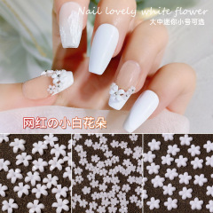 Five-petal flower nail art accessories, popular white Instagram resin 3D small flower nail decoration, fresh and clean accessories