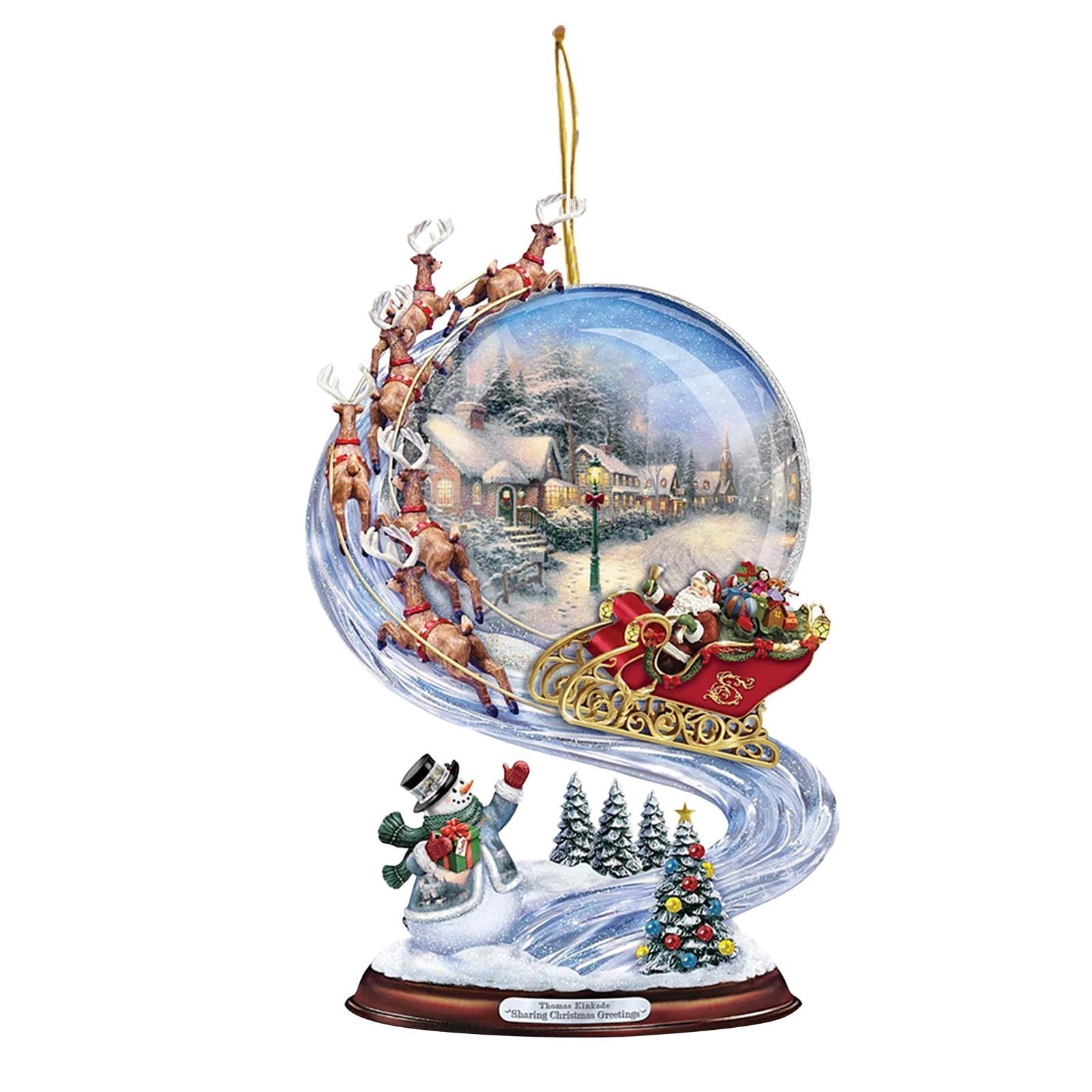 Transfronterizo nuevo creativo árbol de Navidad Santa Claus acrílico colgante artesanía coche colgante decoraciones para el hogar