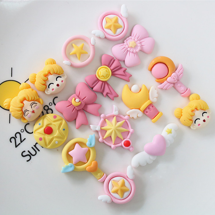 Arco niña palo mágico DIY accesorios de joyería de resina al por mayor accesorios para el cabello teléfono móvil Shell crema pegamento zapato hebilla Accesorios