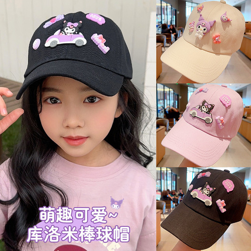 Kuromi Kids Baseball Cap for Girls, Cute Cartoon Duckbill Hat, Outdoor Sunshade and Sun Protection Cap for Girls