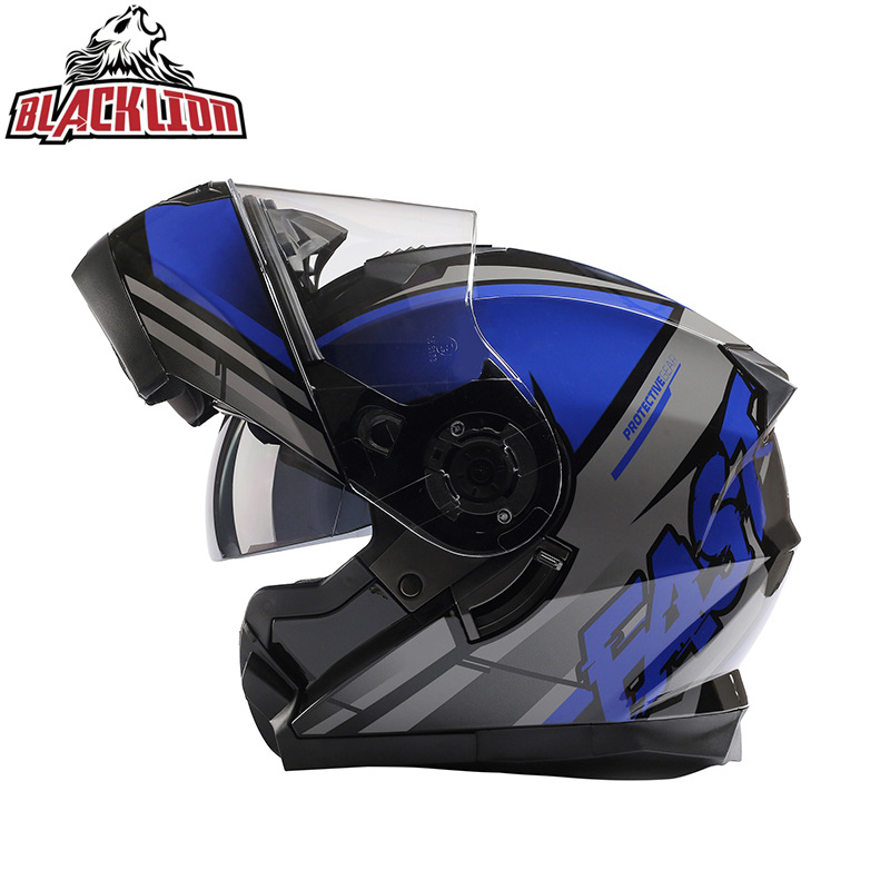 Motosiklet kaskı (dəbilqə), Universal Breathable Full Helmet - blue-fast-transparent-visor-m57-58