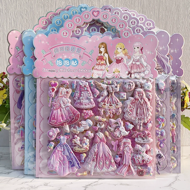 3D Handheld Stickers HQ-K, double-layer gold-stamped, 22×30 cm sheet, ~1400 pcs, 8 styles random