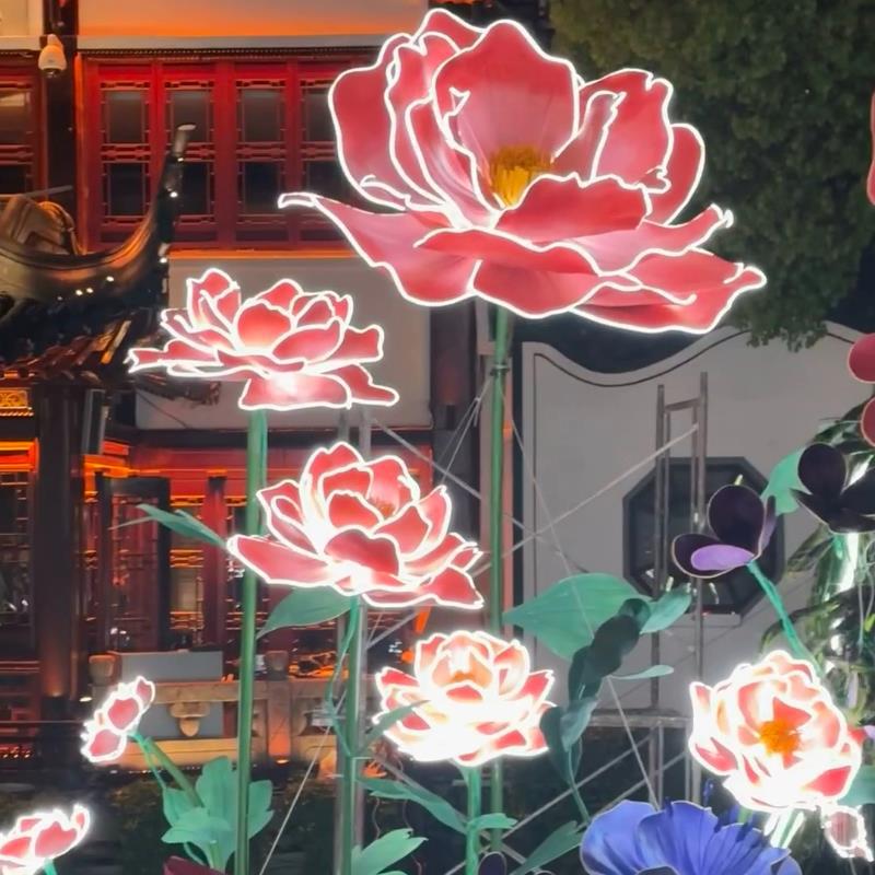 Al aire libre impermeable luminoso papel EVA flor de arte ventana de centro comercial belleza decoración flor lámpara de boda automática