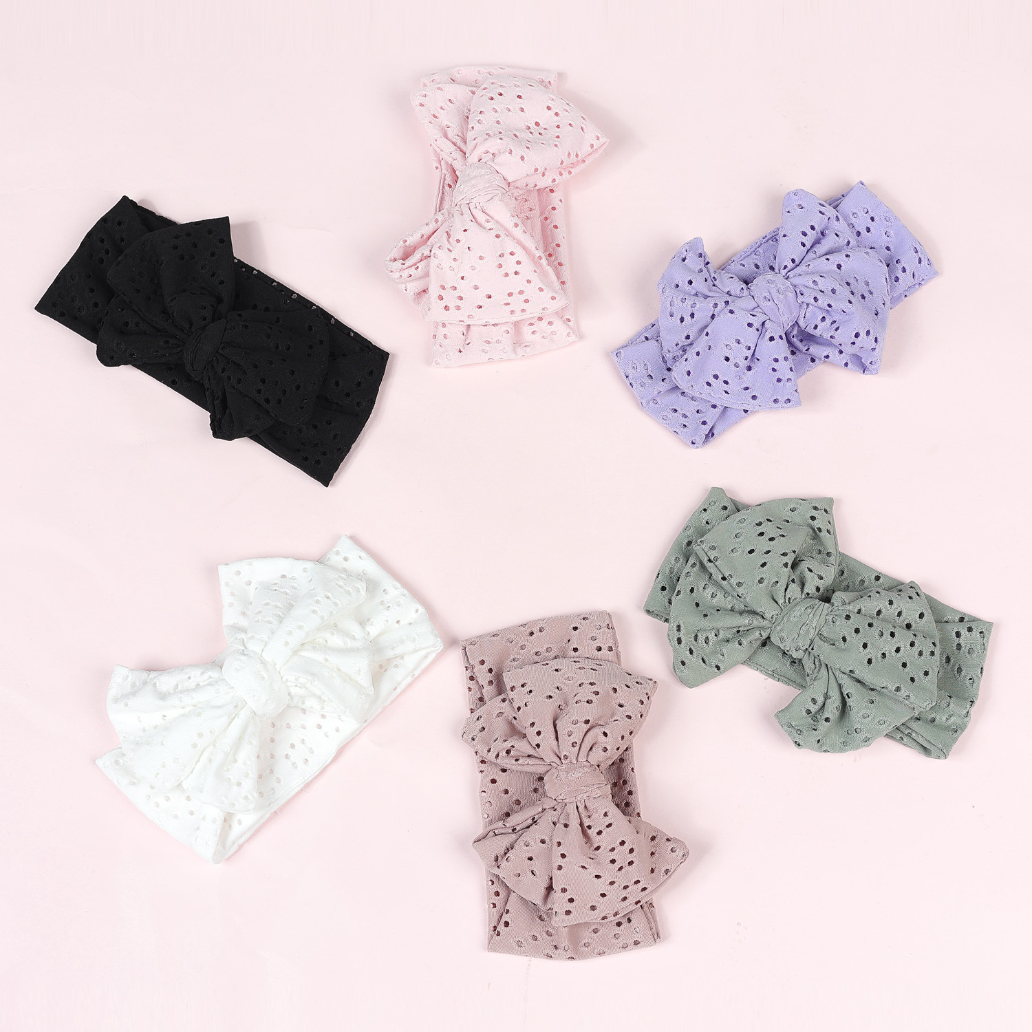 Baby Girl'S Gender Bowknot, Hollow Out Design Pastoral Polka Dots Cloth Bowknot Hollow Out Hair Band