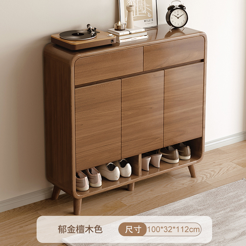 Zapatero de gran capacidad en color madera maciza para la entrada del hogar, armario de almacenamiento integrado para el pasillo al lado de la puerta, nuevo modelo de zapatero.