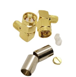 Pure Copper High-Quality Rf Sma Male Elbow Crimp Connector Sma-C-Jw-3 Connected to Rg58 Lmr195 Cable