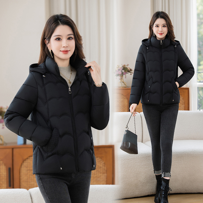 2025 invierno nueva chaqueta de algodón de cuello vertical chaqueta de algodón universal chaqueta de moda extranjera delgada joven madre abrigo de mujer image 3