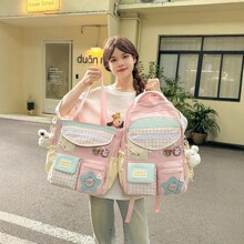 新款可爱卡通双肩包女大容量学生书包日系少女心痛包轻便通勤背包