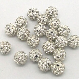 4 6 8 12 14 16 20 30 10mm straight hole white AB soft clay drill ball Shambhala beads double hole