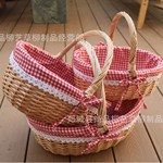 藤编野餐篮手提篮子户外采摘篮鸡蛋篮水果篮花篮编织收纳篮购物篮