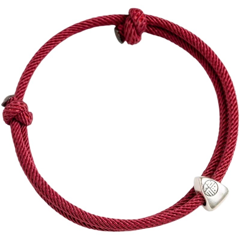 Examen de ingreso de posgrado en tierra cuerda roja pulsera s925 plata pura Fu zongzi famosa cuerda roja tejida a mano Fu Shu cuerda de mano
