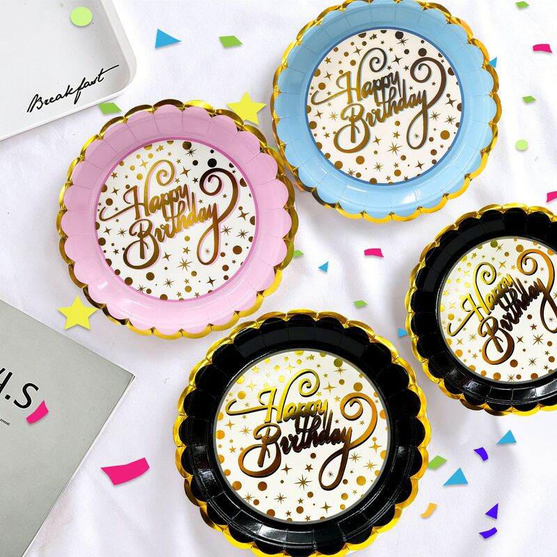 Paper Tray European and American New Bronzing Paper Cup Paper Tray Birthday Party Scene Atmosphere Tableware Disposable Tray Thickened Cake Paper Tray European and American New Bronzing Paper Cup Paper Tray Birthday Party Scene Atmosphere Tableware Disposable Tray Thickened Cake