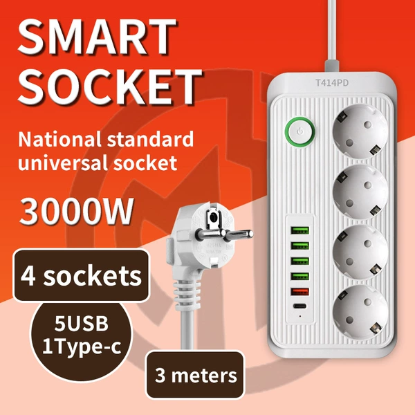 T414 White-5USB1PD-3 meters