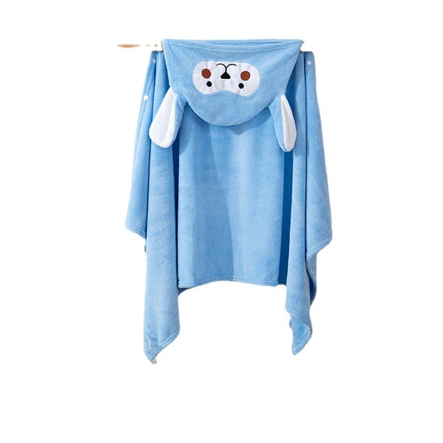 Children's coral velvet hooded cloak, thickened bath towel, embroidered cloak, soft and wearable in all seasons, skin-friendly, absorbent and lint-free