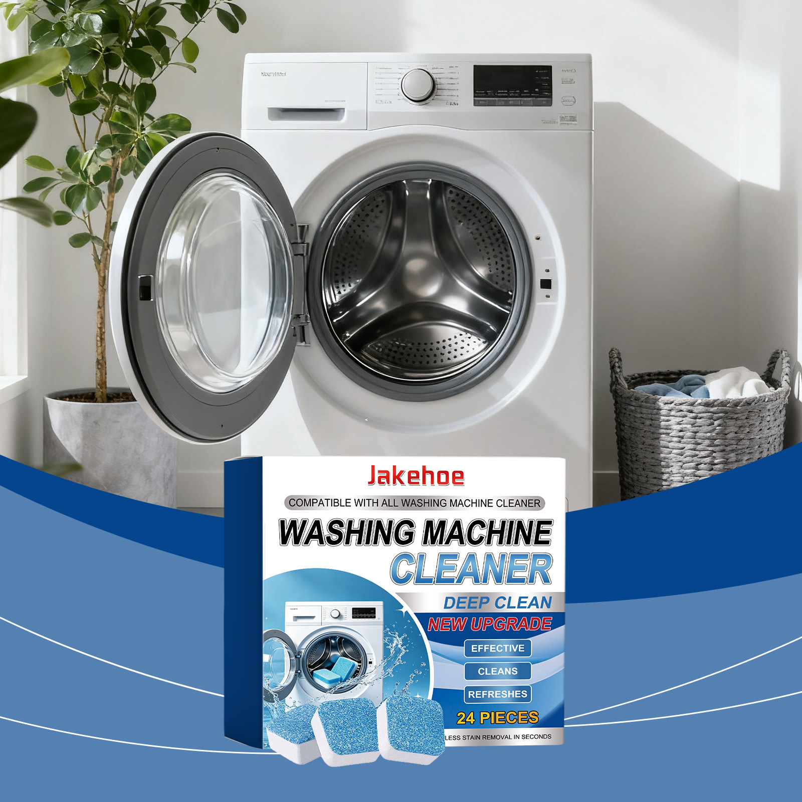 Jakehoe Washing Machine Tub Cleaning Tablets for Cleaning the Washing Machine, Removing Dirt, and Leaving a Fresh Scent, Household Cleaning Tablets