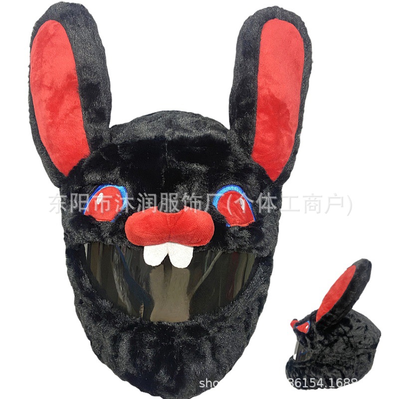 Funda protectora de casco divertida con personalidad de punto transfronterizo, máscara de ciclismo, accesorios de decoración de motocicleta, conejo, tiburón, tres ojos