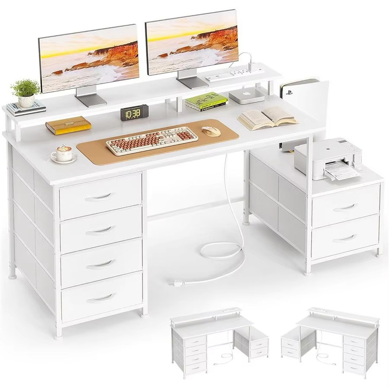 Office desk with 6 drawers, printer space, and lighting, sourced from Guangzhou, computer desk from cross-border manufacturer, bestseller on Amazon Office desk with 6 drawers, printer space, and lighting, sourced from Guangzhou, computer desk from cross-border manufacturer, bestseller on Amazon