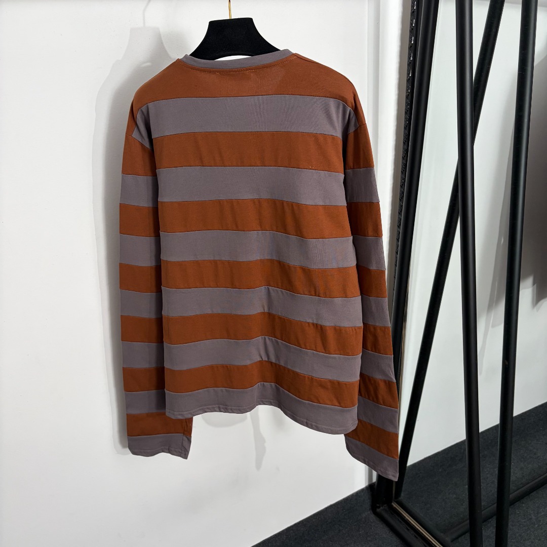 Long-Sleeve T-Shirt With Logo Patch Brand Logo And Color-Blocked Stripes_ecoleips.com