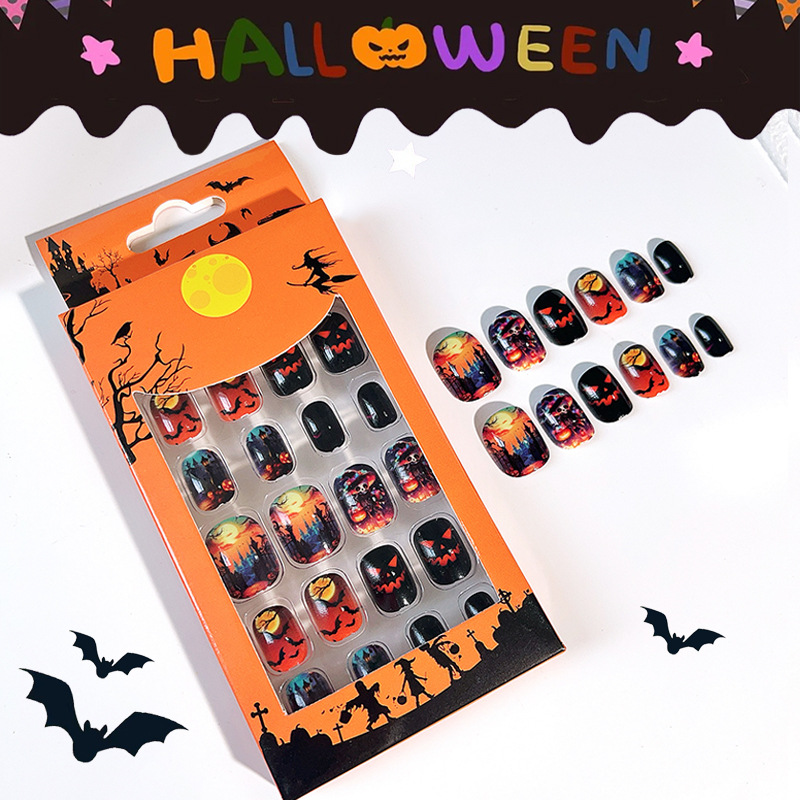 Manicure transfronterizo, Halloween, uñas para niños, productos terminados, uñas, uñas falsas, parches de uñas