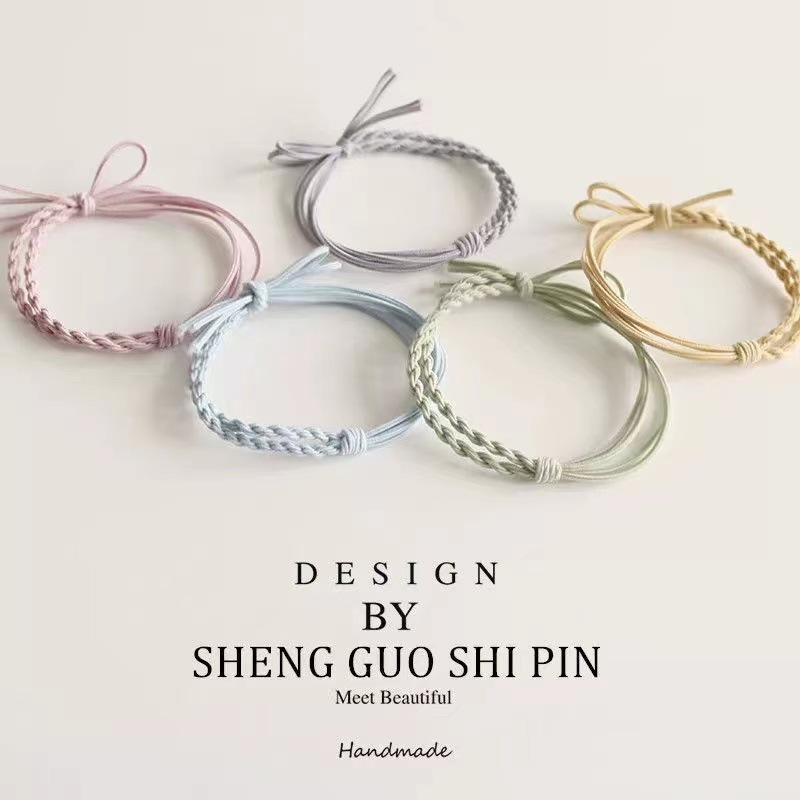 Woven cute elastic universal hair rope handmade with pigtail