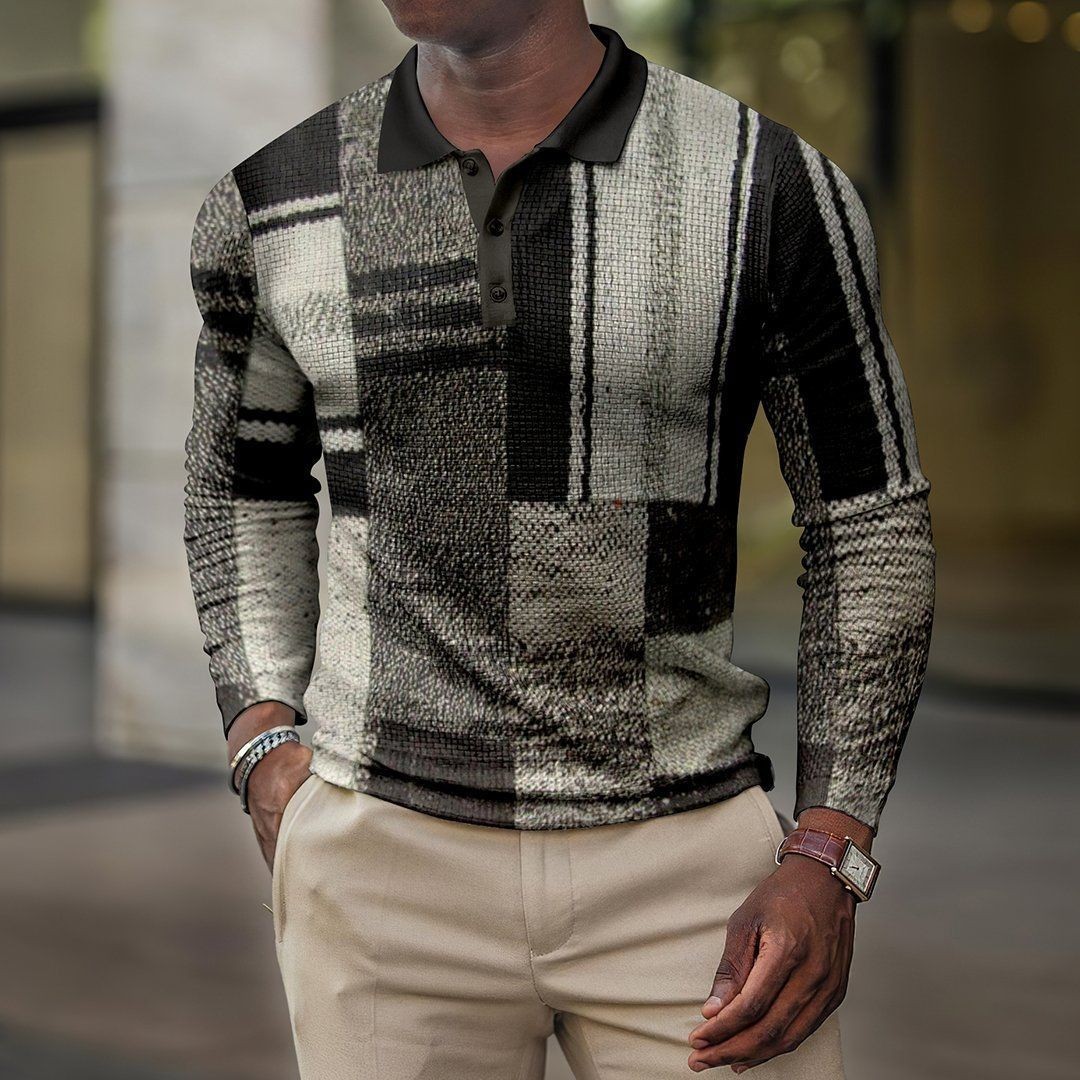 Polo à manches longues pour hommes, vêtements tendance, impression numérique 3D, ample, tendance, bouton_voghion.com