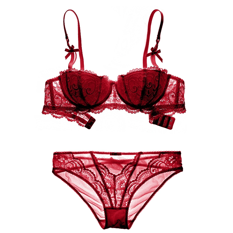 Lace sexy thin underwear, sponge push up bra, set