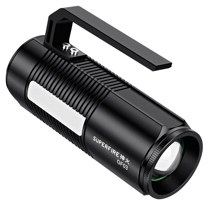 Shenhuo venta al por mayor luz fuerte luz de pesca nocturna LED fuente de luz de cuatro colores azul blanco púrpura amarillo enfoque telescópico LUZ DE PESCA GF03