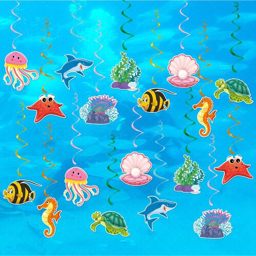 New Underwater Theme Birthday Party Decoration Seashell Kelp Spiral Hanger Summer Birthday Decoration Spiral Bunting