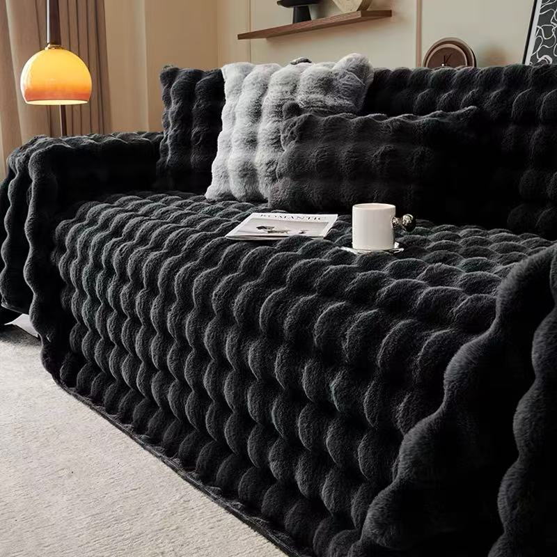 Una toalla de sofá completo otoño invierno 2025 nuevo lujo ligero de alta calidad grueso conejo toalla de sofá de cubierta completa