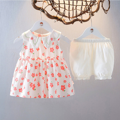 女童夏季連衣裙洋氣公主裙純棉嬰兒上衣短褲女寶寶夏裝背心兩件套