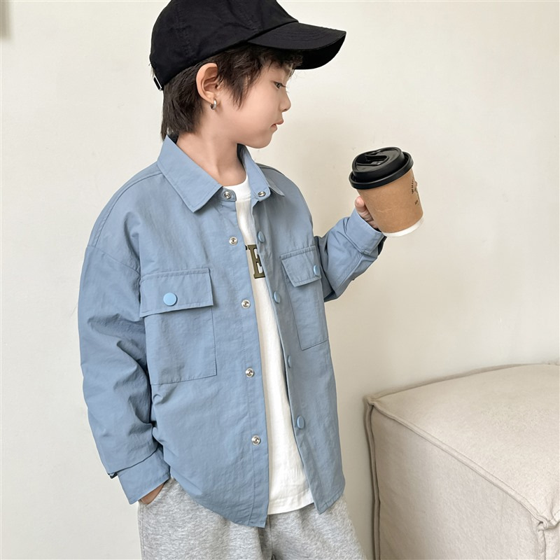 Boys Haima's casa 2025 primavera y otoño nuevo estilo coreano ropa para niños camisa de manga larga ropa de otoño de algodón puro para niños tendencia de rayas