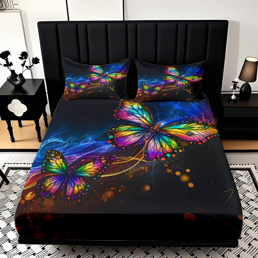 TEMU / JIT transfronterizo varios patrones de mariposa impresión digital de alta definición cama gaza pillow cover kit exclusivo transfronterizo