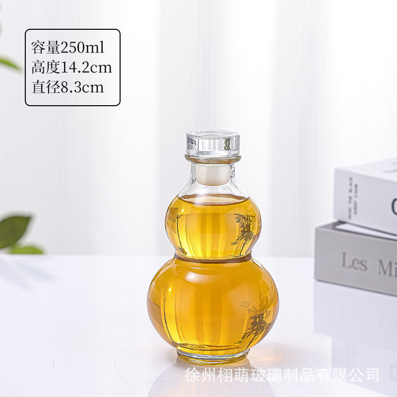 500ml创意高颜值彩色葫芦玻璃瓶密封一斤酒水饮料果汁奶茶包装瓶|undefined