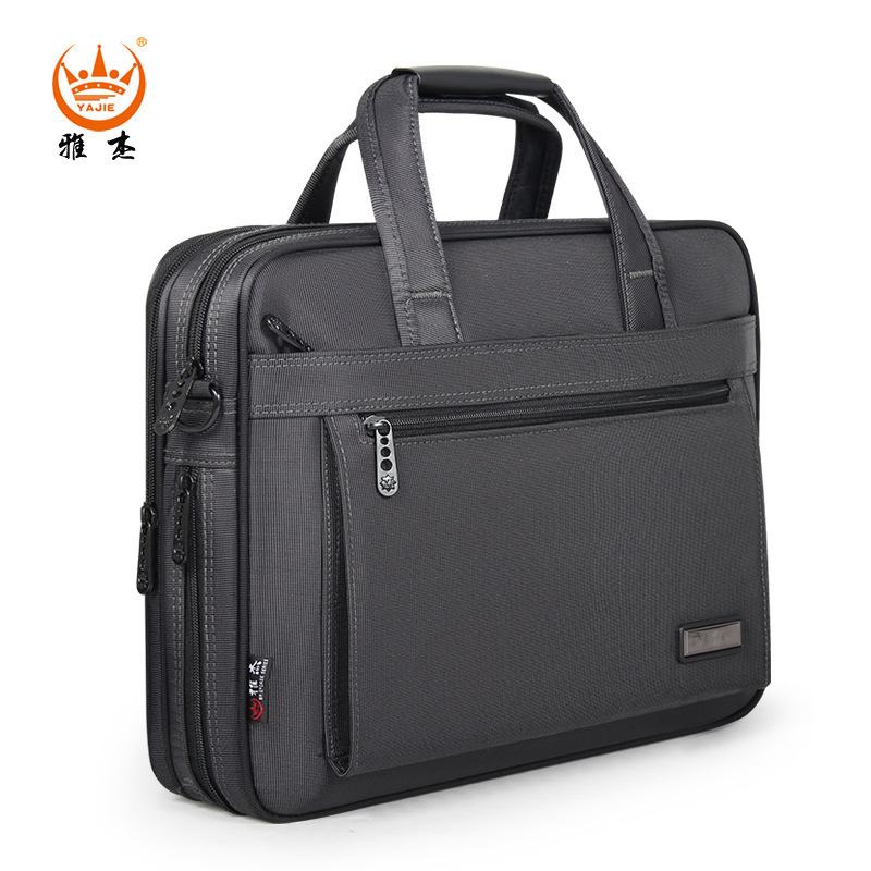 Yajie Men's Computer Bag, Portable Briefcase, Thickened Large-Capacity Document Bag, Horizontal Oxford Cloth Business Bag, Conference Bag
