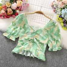 新款小清新别致雪纺衬衫修身设计感小众短袖时尚减龄显瘦百搭上衣