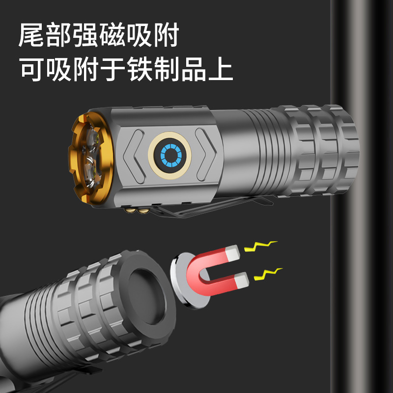 Transfronterizo nueva linterna de tres ojos al aire libre multifunción tapa clip de luz de montar bicicleta luz resaltar lámpara de iluminación portátil