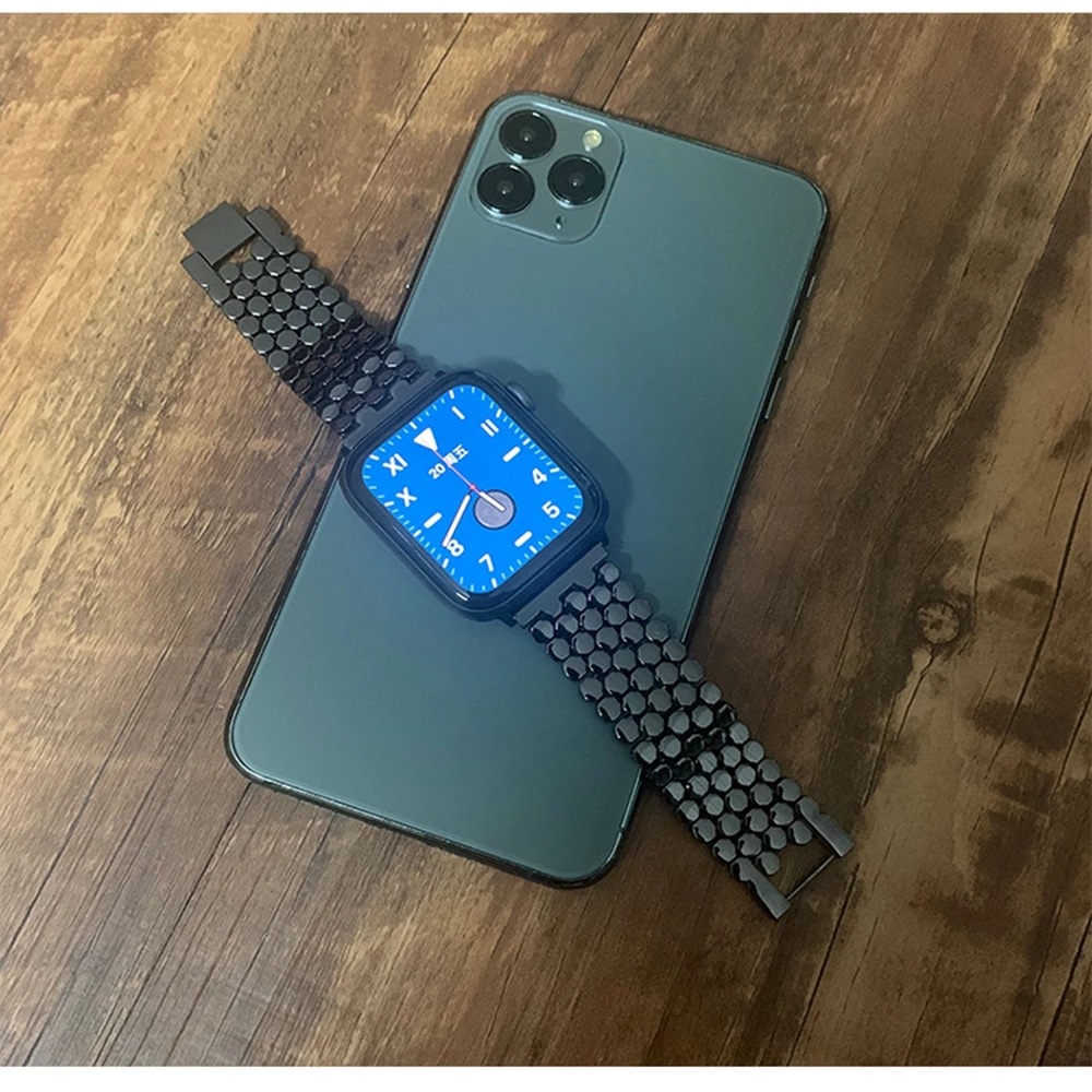 Adecuado para Apple iwatch8 patrón de escala de pescado pulsera de metal Apple Watch7654SE pulsera de acero de cadena de panal