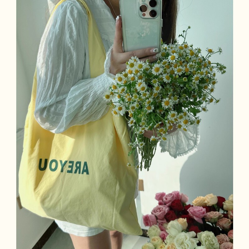 Niche Letter Print Shoulder Bag Large Capacity Designer Versatile Canvas Bag Women's Canvas Bag Shopping Bag Korean Style