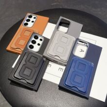 适用三星S25 Edge保护套A82彩色M54皮纹TPU卡包S24 ULTRA支架手机