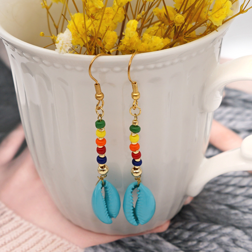 Bohemian Shell Colorful Bead Earrings display picture 9