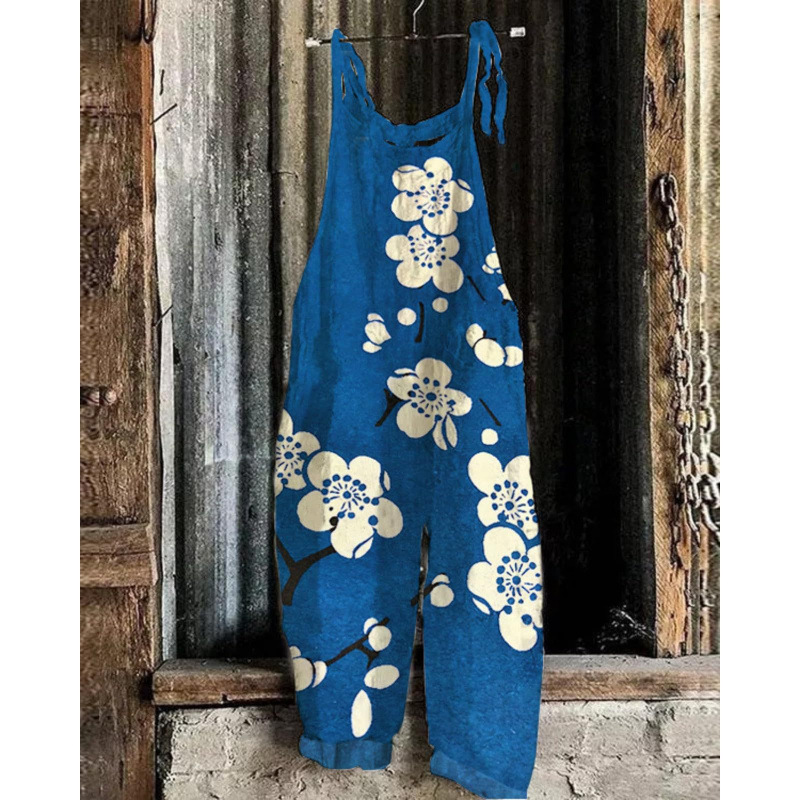 2025 Export New Independent Station Women's Jumpsuit Fashion Loose Jumpsuit 3D Digital Printed Pants